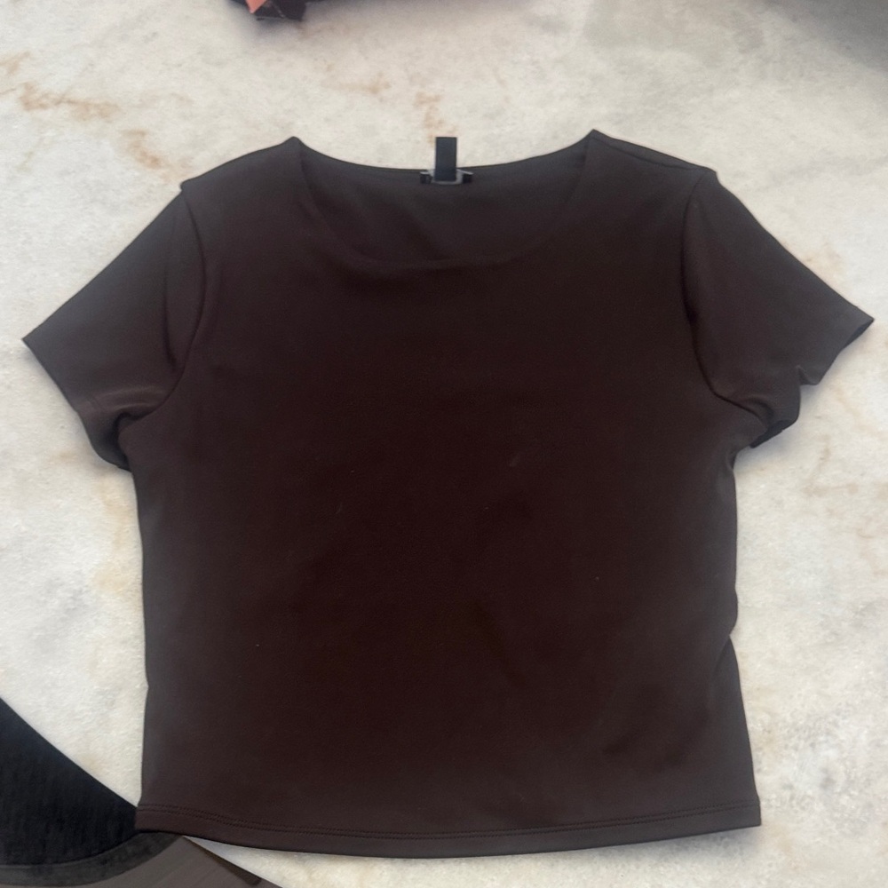 Express Dark Brown Short Sleeve Top